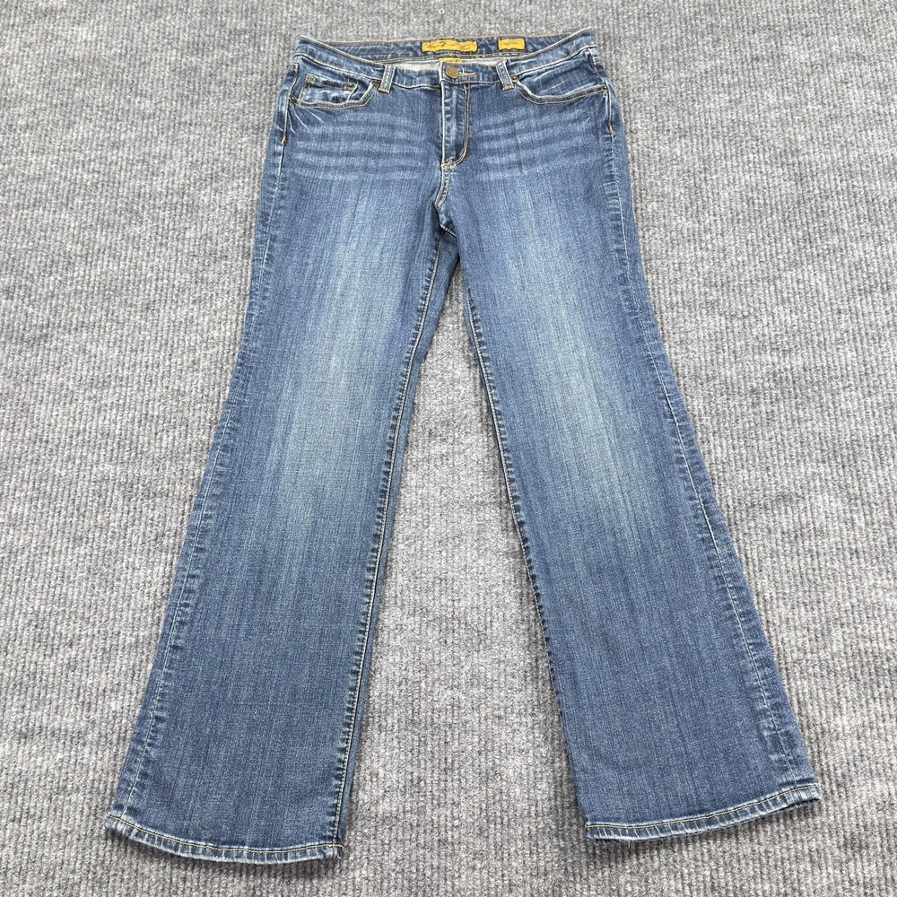 Seven7 Jeans Premium Denim Flare Mid-Rise Embroidered Medium Wash Women's 10